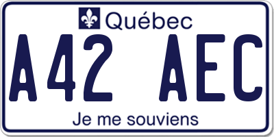 QC license plate A42AEC