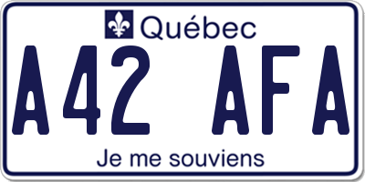 QC license plate A42AFA