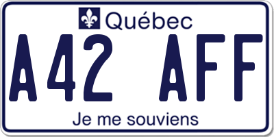 QC license plate A42AFF