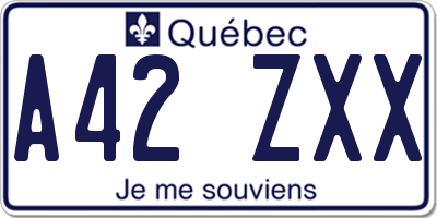 QC license plate A42ZXX
