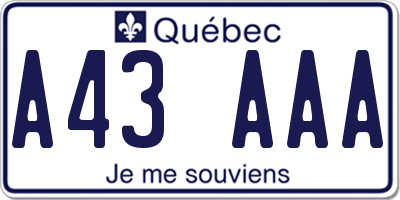 QC license plate A43AAA