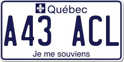 QC license plate A43ACL