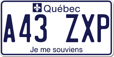 QC license plate A43ZXP