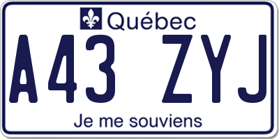 QC license plate A43ZYJ