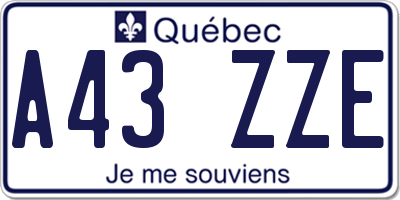 QC license plate A43ZZE