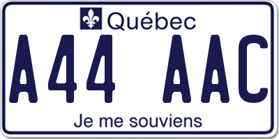 QC license plate A44AAC