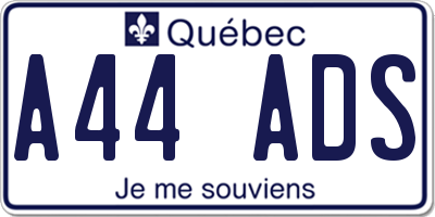 QC license plate A44ADS