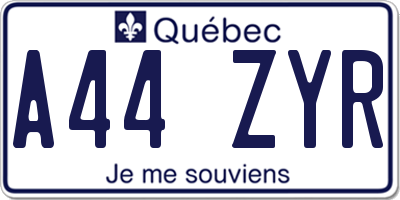 QC license plate A44ZYR