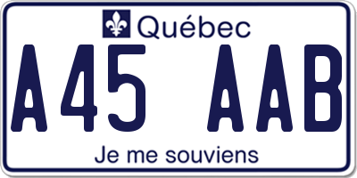 QC license plate A45AAB