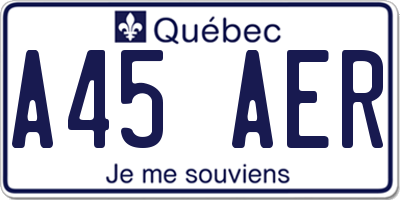 QC license plate A45AER
