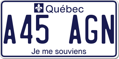 QC license plate A45AGN