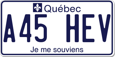 QC license plate A45HEV