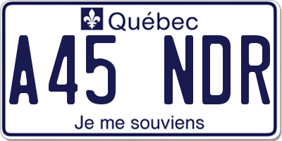 QC license plate A45NDR