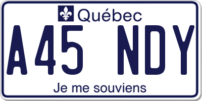 QC license plate A45NDY