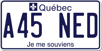 QC license plate A45NED