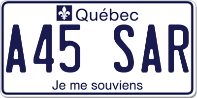 QC license plate A45SAR