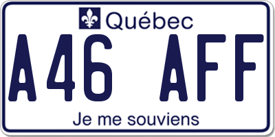 QC license plate A46AFF