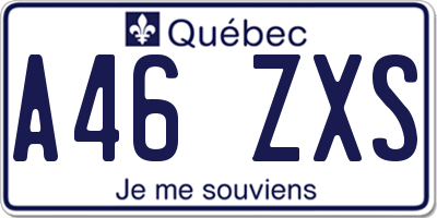 QC license plate A46ZXS