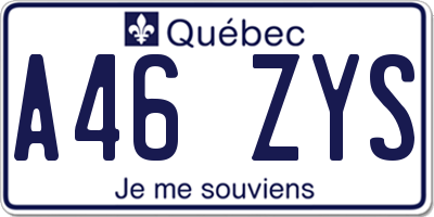 QC license plate A46ZYS