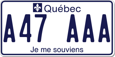 QC license plate A47AAA