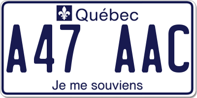 QC license plate A47AAC