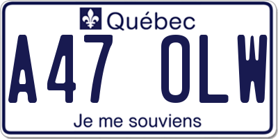 QC license plate A47OLW