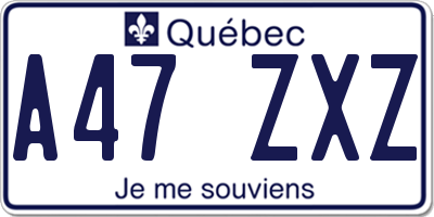 QC license plate A47ZXZ