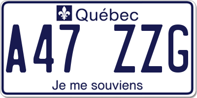 QC license plate A47ZZG