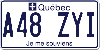 QC license plate A48ZYI