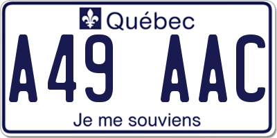 QC license plate A49AAC