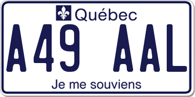 QC license plate A49AAL