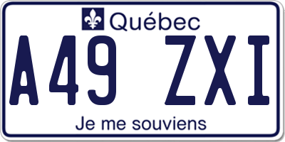 QC license plate A49ZXI