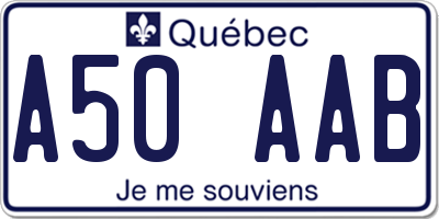 QC license plate A50AAB