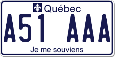 QC license plate A51AAA