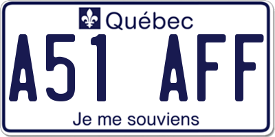 QC license plate A51AFF
