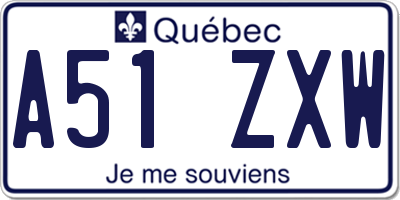 QC license plate A51ZXW