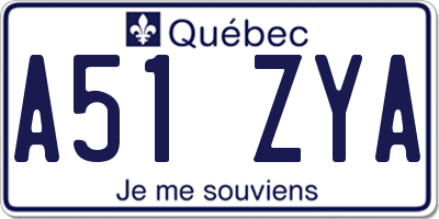 QC license plate A51ZYA
