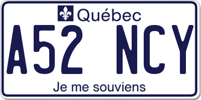QC license plate A52NCY