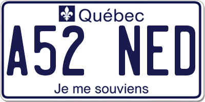 QC license plate A52NED