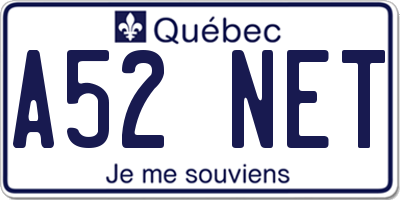 QC license plate A52NET