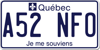 QC license plate A52NFO