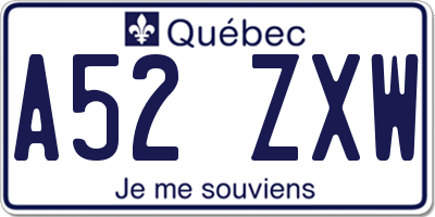 QC license plate A52ZXW