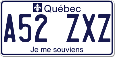 QC license plate A52ZXZ