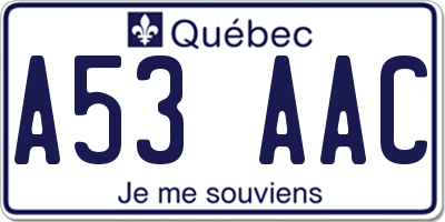 QC license plate A53AAC