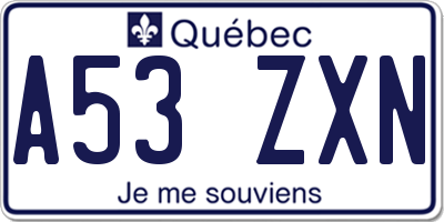 QC license plate A53ZXN