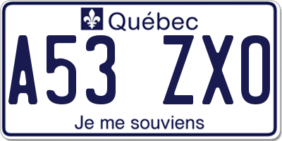 QC license plate A53ZXO