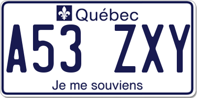 QC license plate A53ZXY