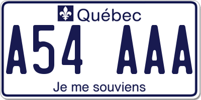 QC license plate A54AAA