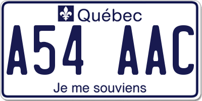 QC license plate A54AAC