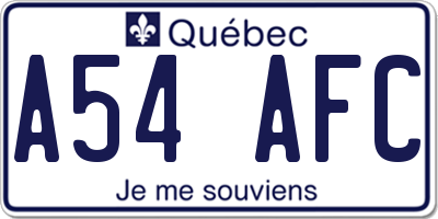 QC license plate A54AFC